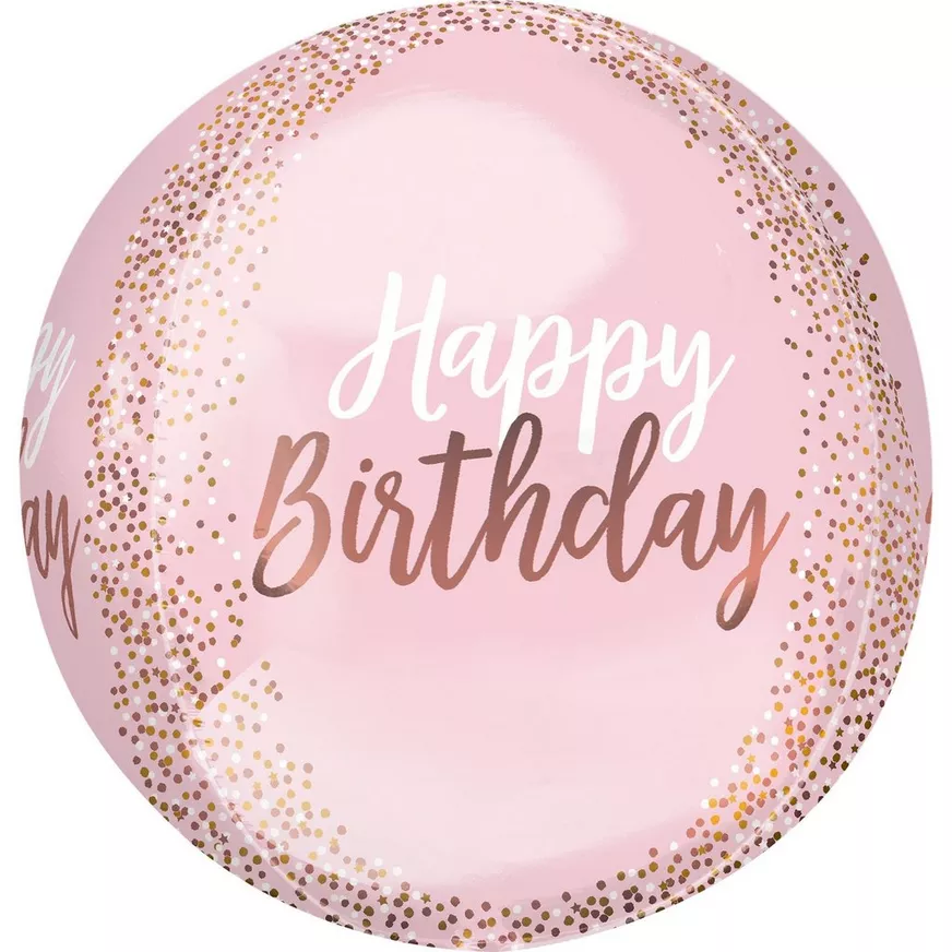 Blush Pink Happy Birthday Balloon, 15in x 16in - Orbz®