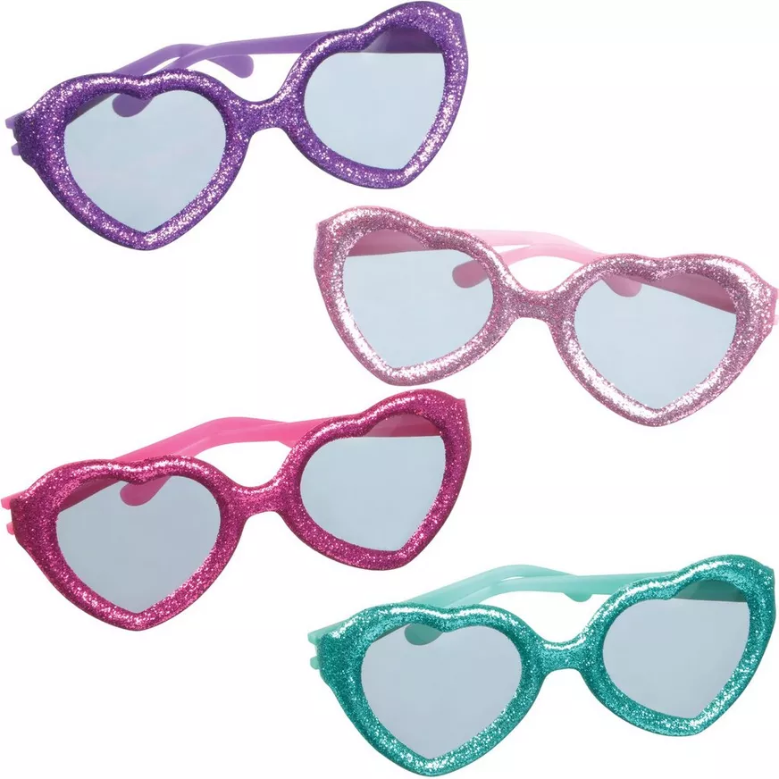 Glitter Heart Glasses 12ct â Sparkling Heart-Shaped Kidsâ Sunglasses