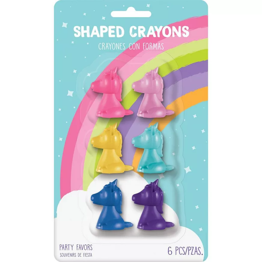 Unicorn Shaped Crayons, 6ct