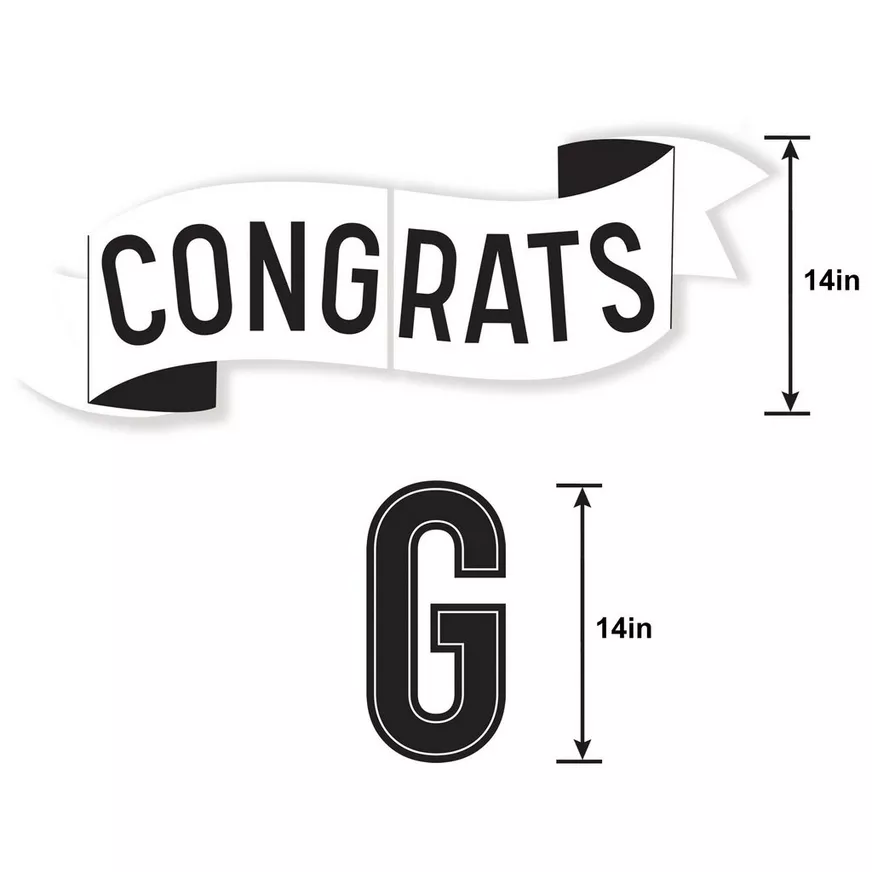 Congrats Grad Plastic & Metal Yard Sign Kit, 14in, 6pc 3 Congrats Grad Plastic & Metal Yard Sign Kit, 14in, 6pc