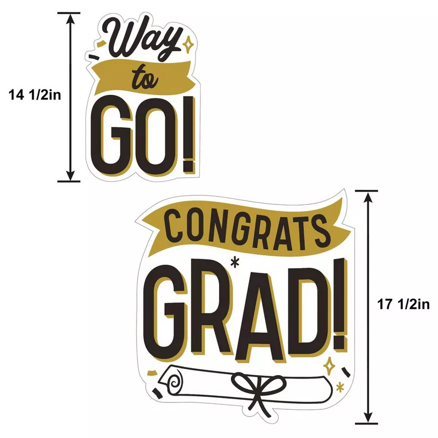 Black, White & Gold Congrats Grad Corrugated Plastic Yard Signs, 5ct 3 Black, White & Gold Congrats Grad Corrugated Plastic Yard Signs, 5ct