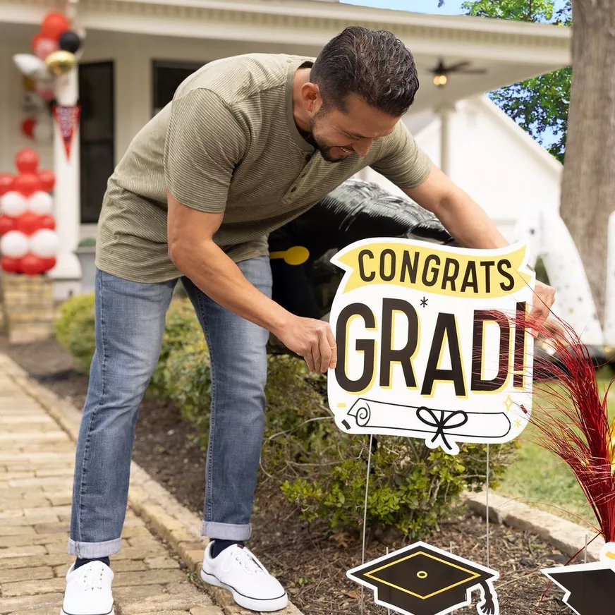 Black, White & Gold Congrats Grad Corrugated Plastic Yard Signs, 5ct 5 Black, White & Gold Congrats Grad Corrugated Plastic Yard Signs, 5ct