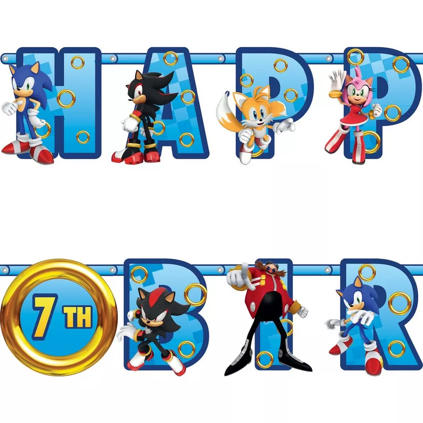 Sonic the Hedgehog Cardstock Birthday Banner Kit, 10.5ft 4 Sonic the Hedgehog Cardstock Birthday Banner Kit, 10.5ft