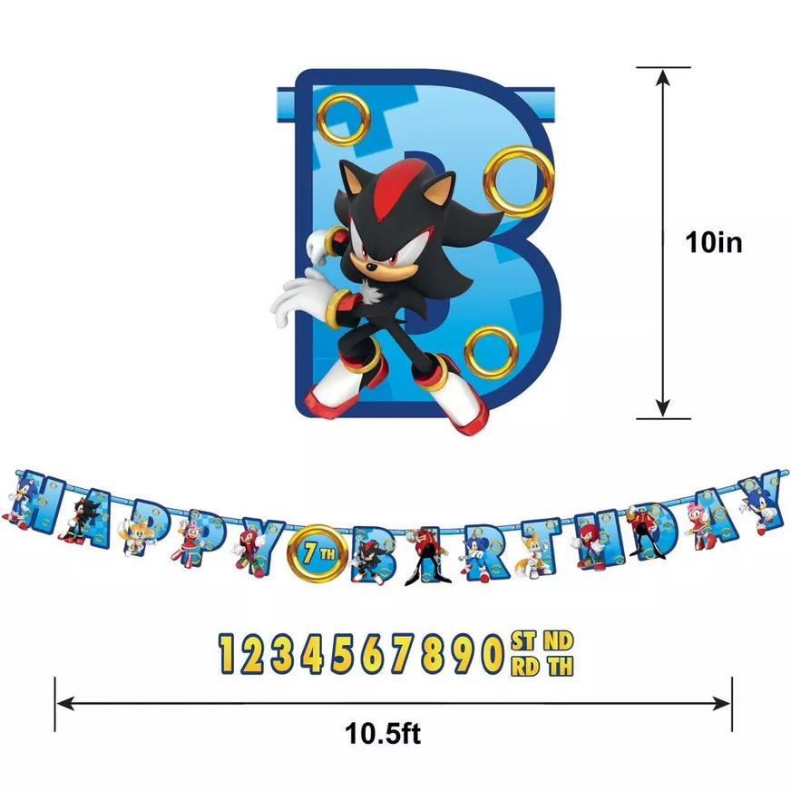 Sonic the Hedgehog Cardstock Birthday Banner Kit, 10.5ft 6 Sonic the Hedgehog Cardstock Birthday Banner Kit, 10.5ft