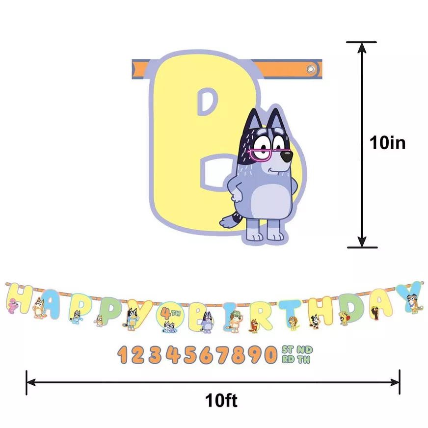 Bluey Cardstock Birthday Banner Kit, 10.5ft 3 Bluey Cardstock Birthday Banner Kit, 10.5ft