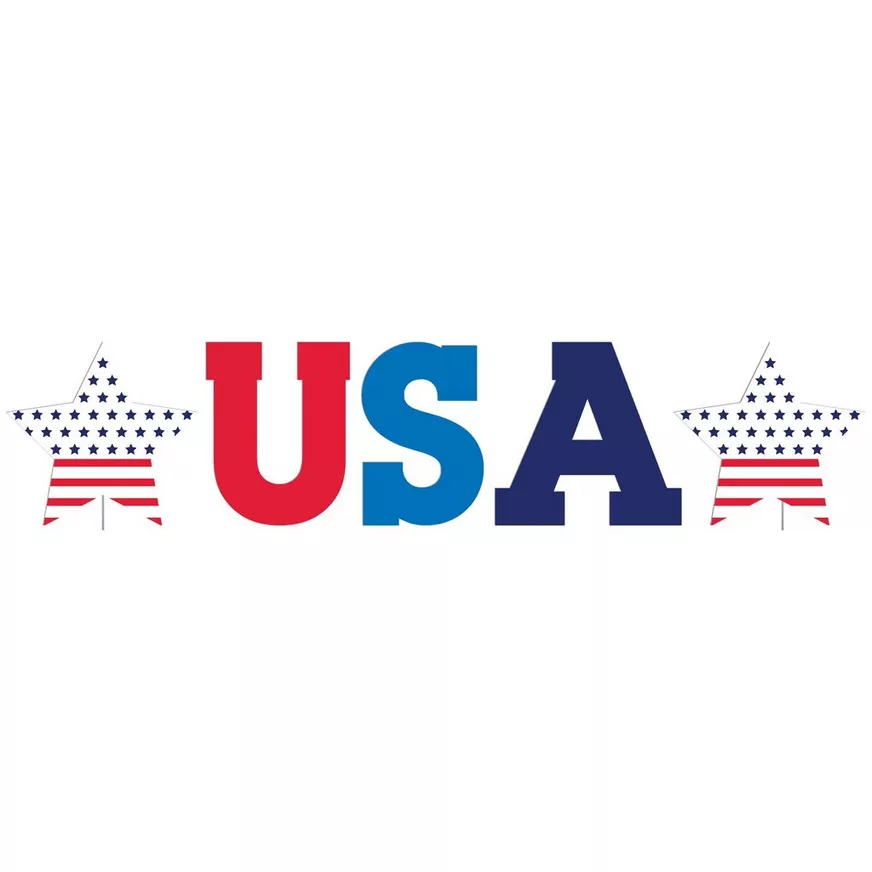 USA & Stars Icons Corrugated Plastic Yard Sign Set, 16.9in x 19in