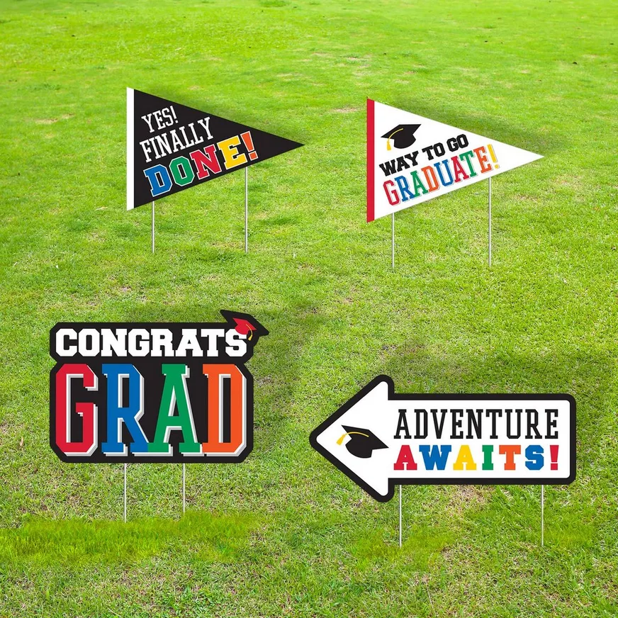 Multicolor Congrats Grad Corrugated Plastic Yard Sign Set, 4pc 3 Multicolor Congrats Grad Corrugated Plastic Yard Sign Set, 4pc