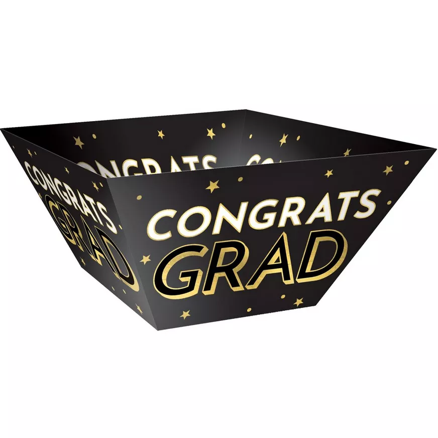 Black & Gold Congrats Grad Cardstock Snack Bowls, 12in, 3ct 4 Black & Gold Congrats Grad Cardstock Snack Bowls, 12in, 3ct