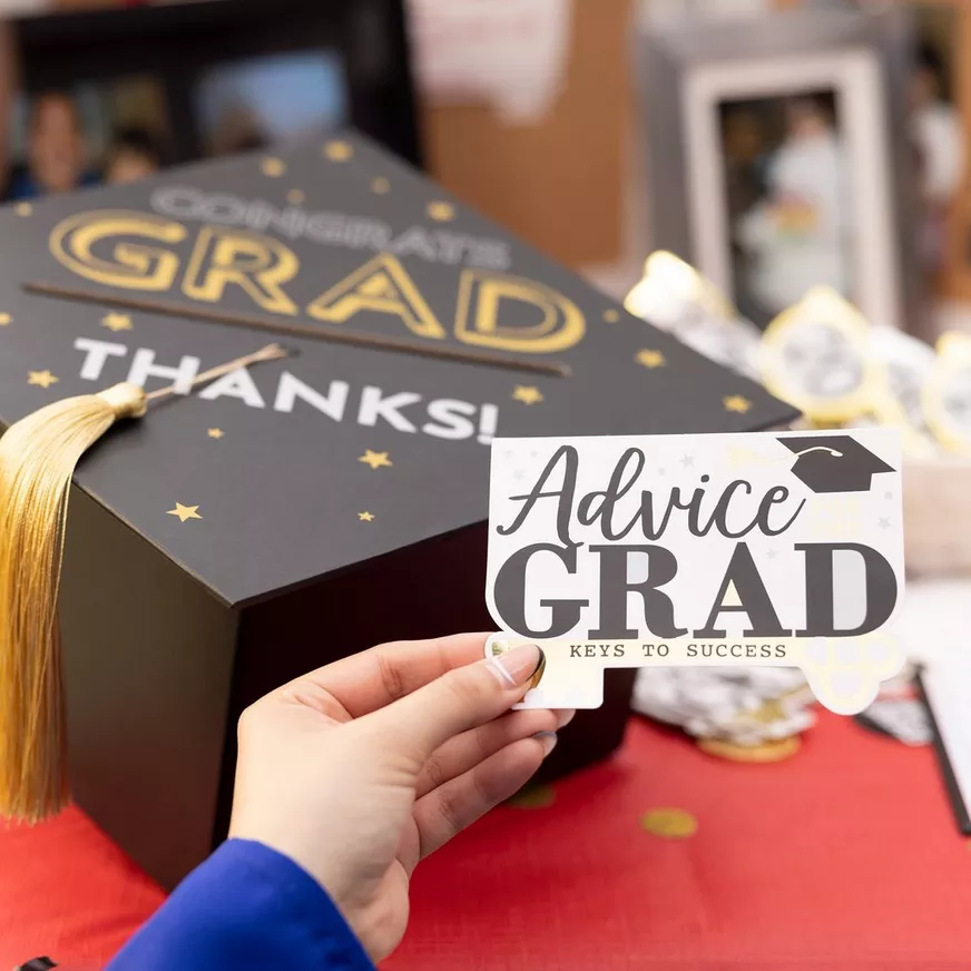 Black, Silver, & Gold Grad Cap Card Box, 8in x 5.83in 6 Black, Silver, & Gold Grad Cap Card Box, 8in x 5.83in