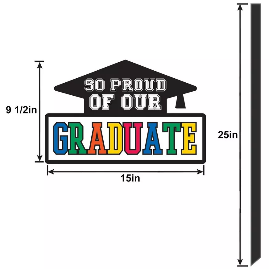 Multicolor So Proud Grad Plastic Yard Sign, 15in x 25in 4 Multicolor So Proud Grad Plastic Yard Sign, 15in x 25in