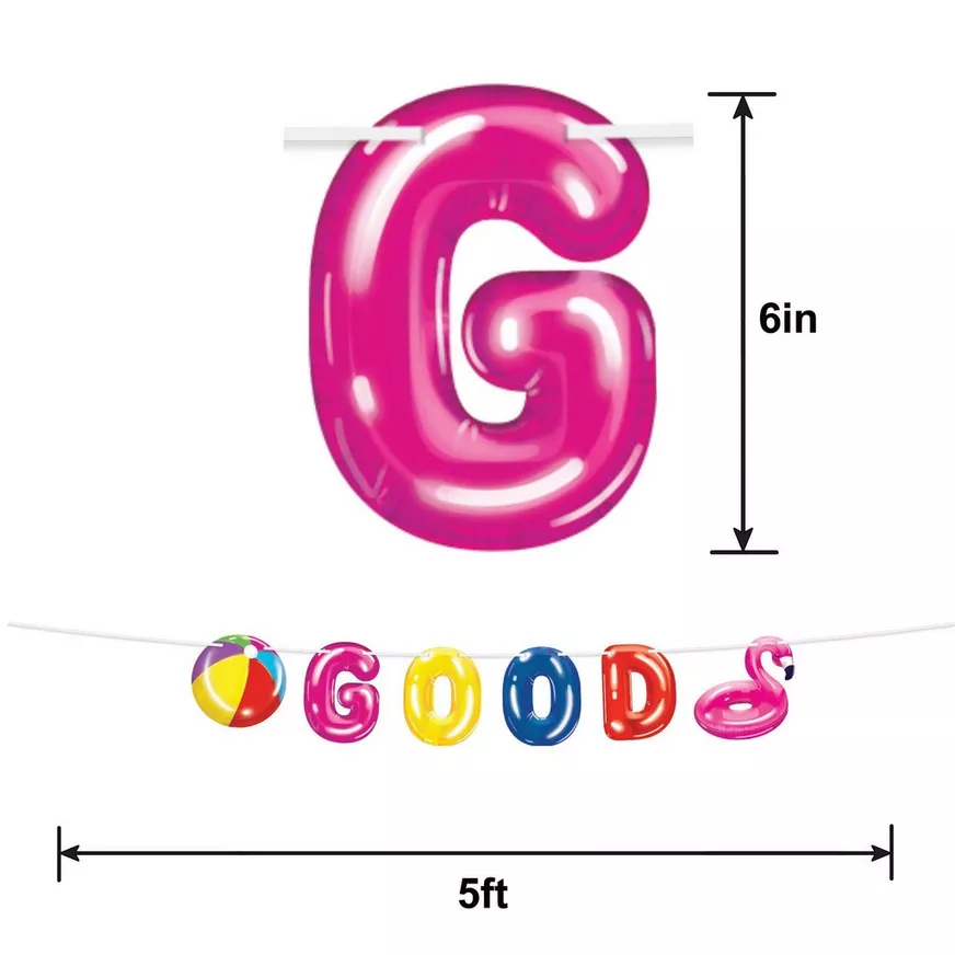 Pool Party Good Vibes Cardstock Banner Set, 2pc, 5ft 4 Pool Party Good Vibes Cardstock Banner Set, 2pc, 5ft