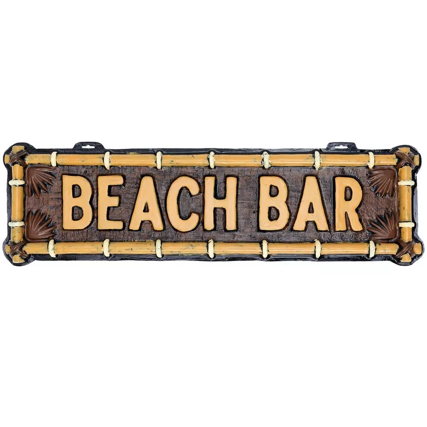 Summer Beach Bar Vacuform Plastic Sign, 38.5in x 10.5in