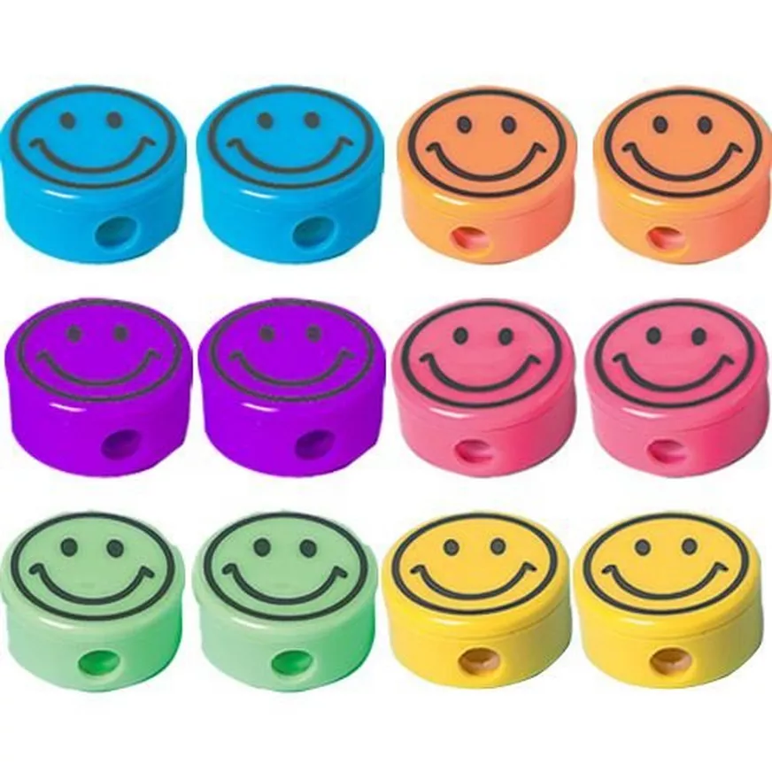 Smiley Face Pencil Sharpeners 12ct â Classroom & Party Favors