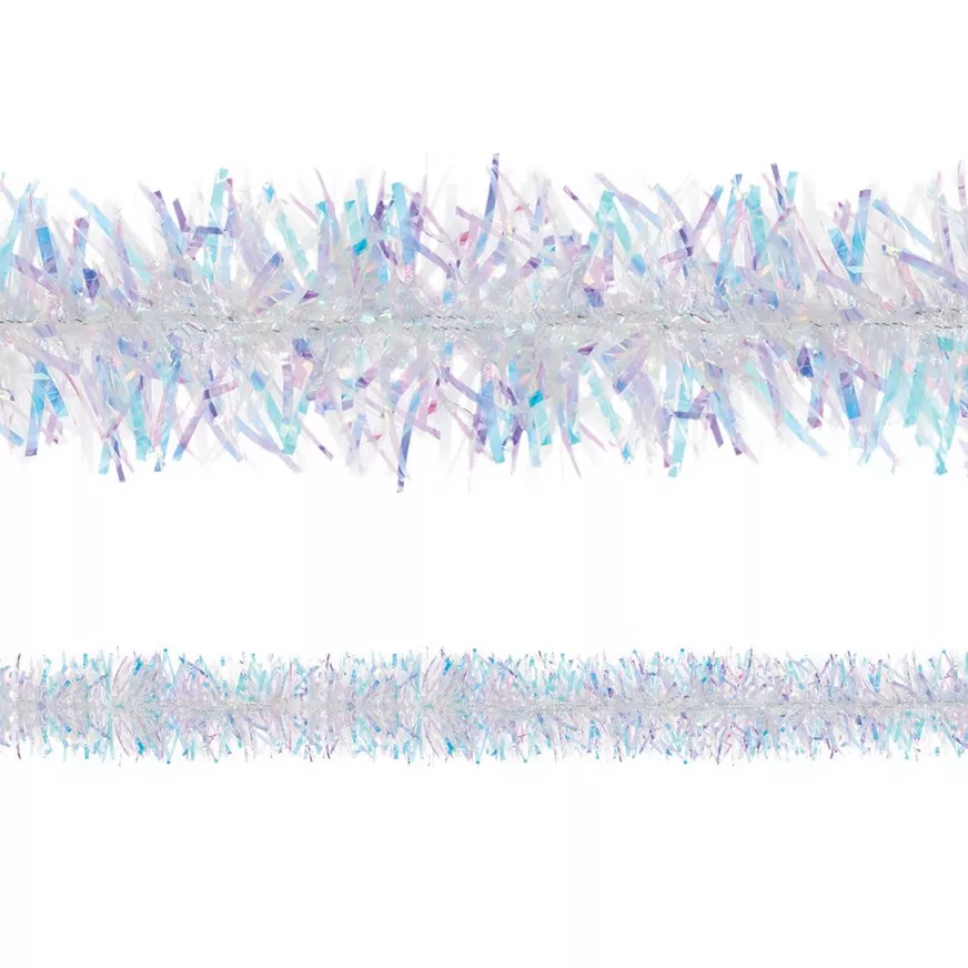 Iridescent Luminous Tinsel Garland, 9ft