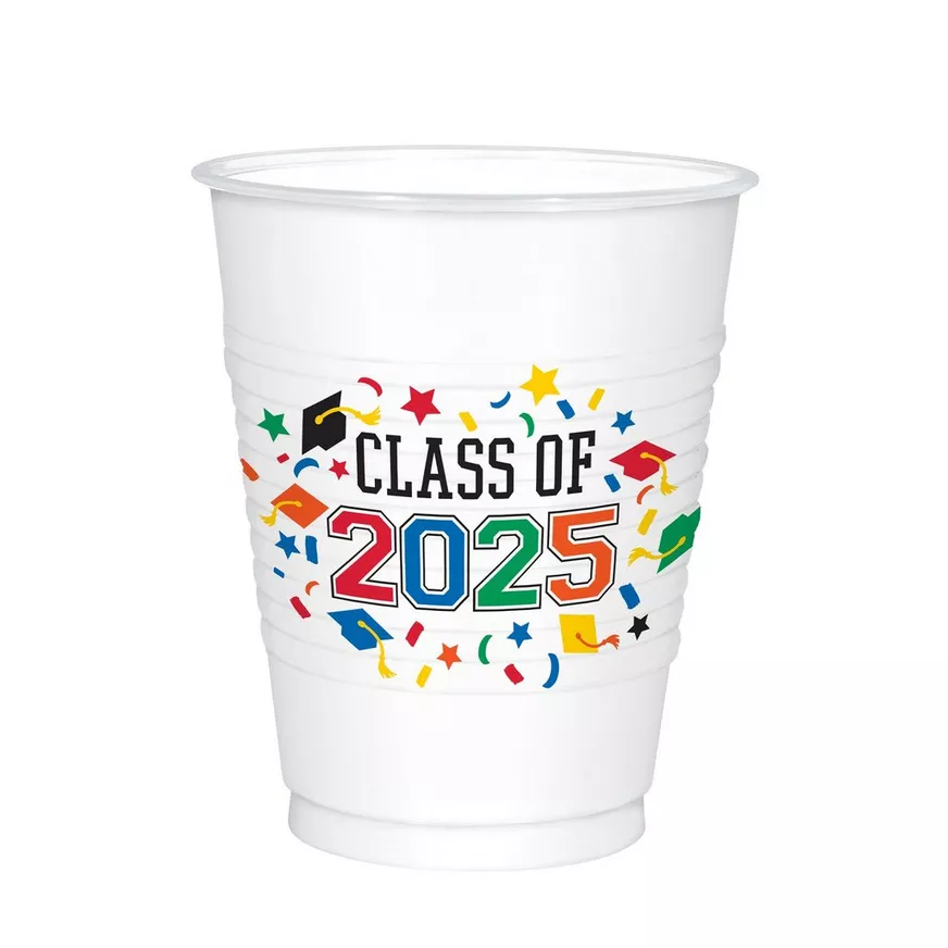Class of 2025 Multi-Printed 18oz Plastic Tumbler, 25ct