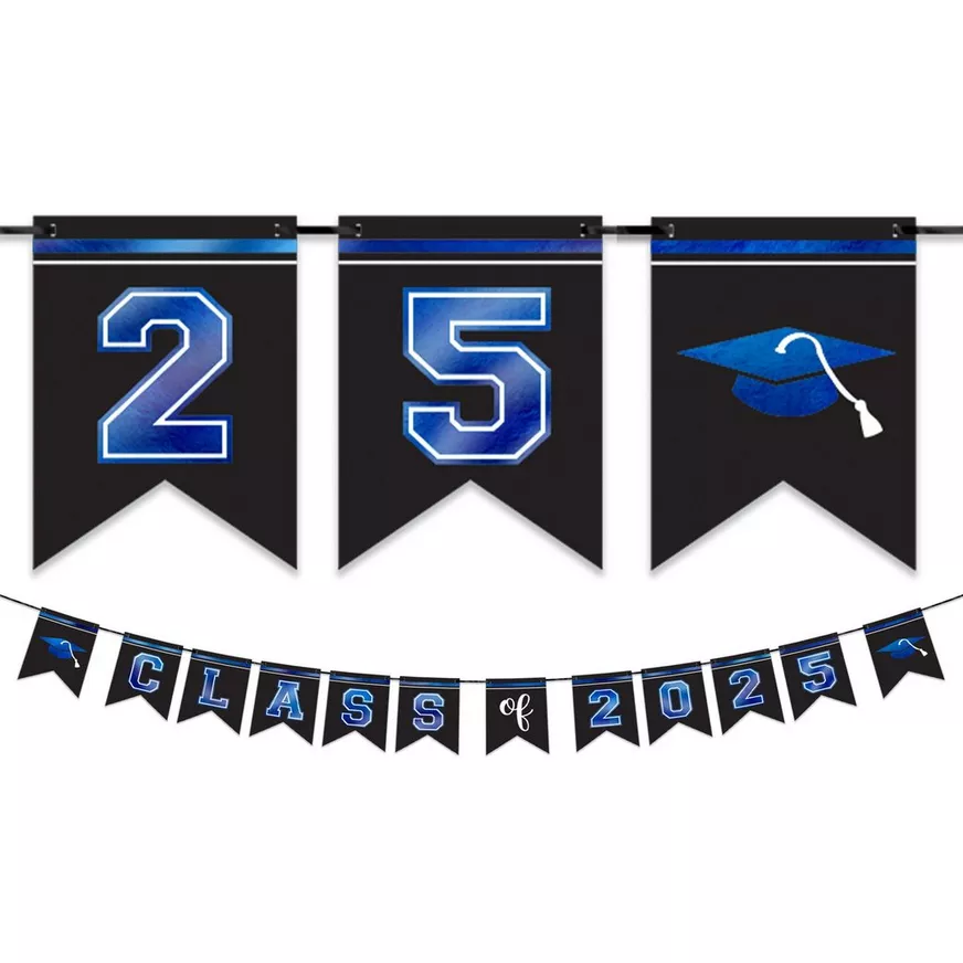 Royal Blue Pennant Banner Class of 2025 â 10 ft Graduation Party Decoration