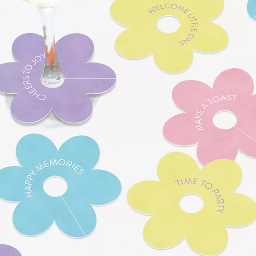 Little Daisy Baby Shower Cardstock Drink Markers, 10ct 3 Little Daisy Baby Shower Cardstock Drink Markers, 10ct