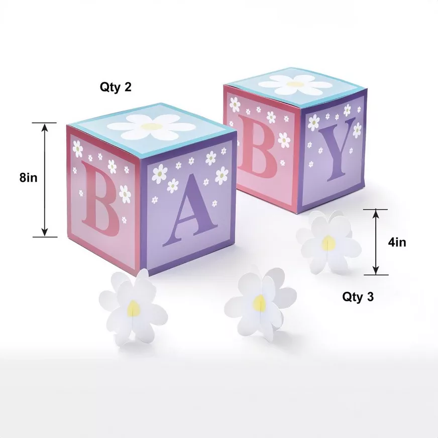 Little Daisy Baby Block Table Decorations, 5pc 3 Little Daisy Baby Block Table Decorations, 5pc