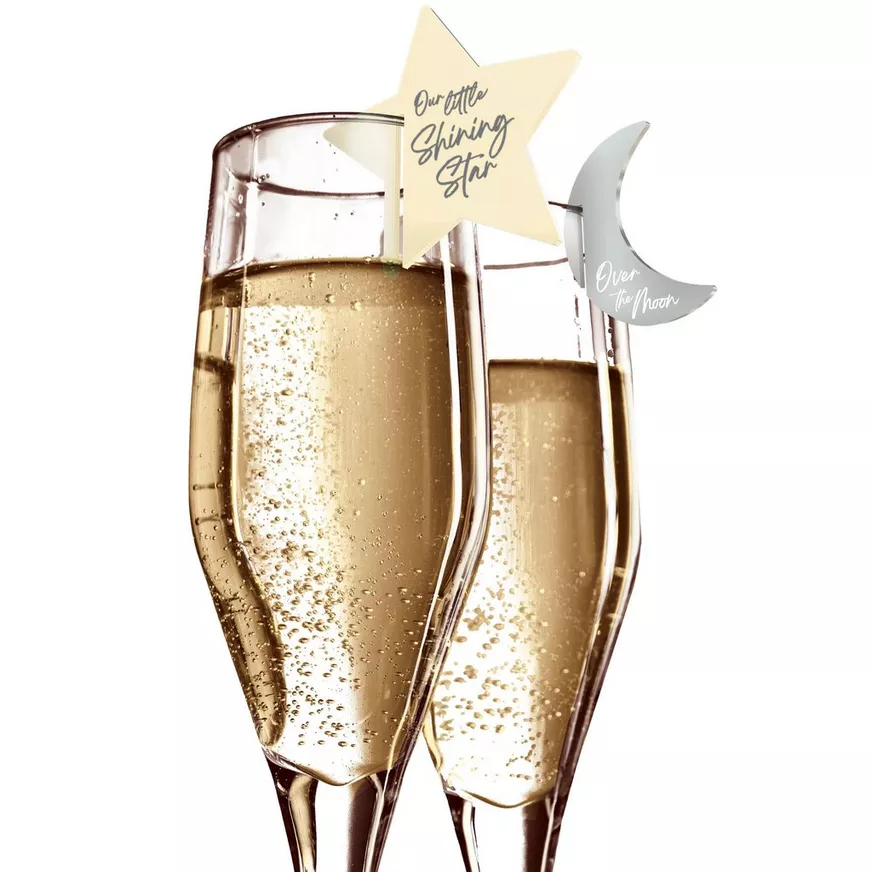 Over the Moon Baby Shower Acrylic Drink Charms, 10ct