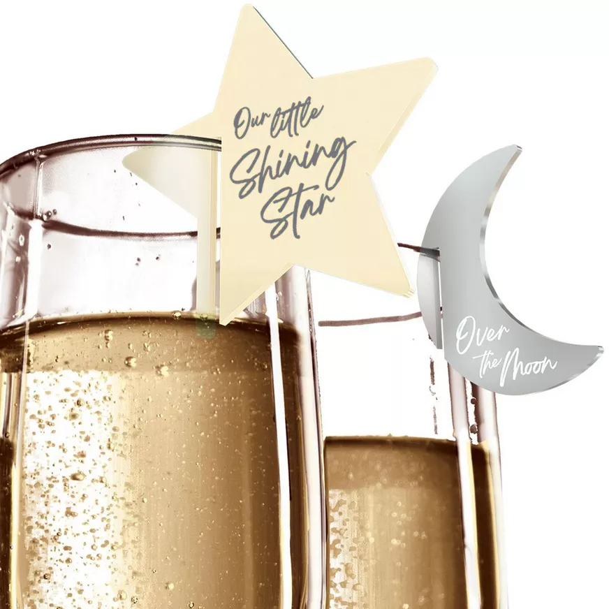 Over the Moon Baby Shower Acrylic Drink Charms, 10ct 3 Over the Moon Baby Shower Acrylic Drink Charms, 10ct
