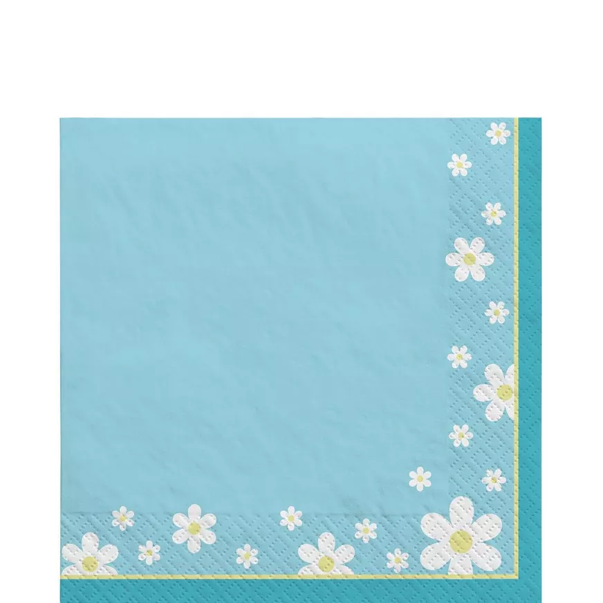 Blue Little Daisy Paper Lunch Napkins, 6.5in, 16ct
