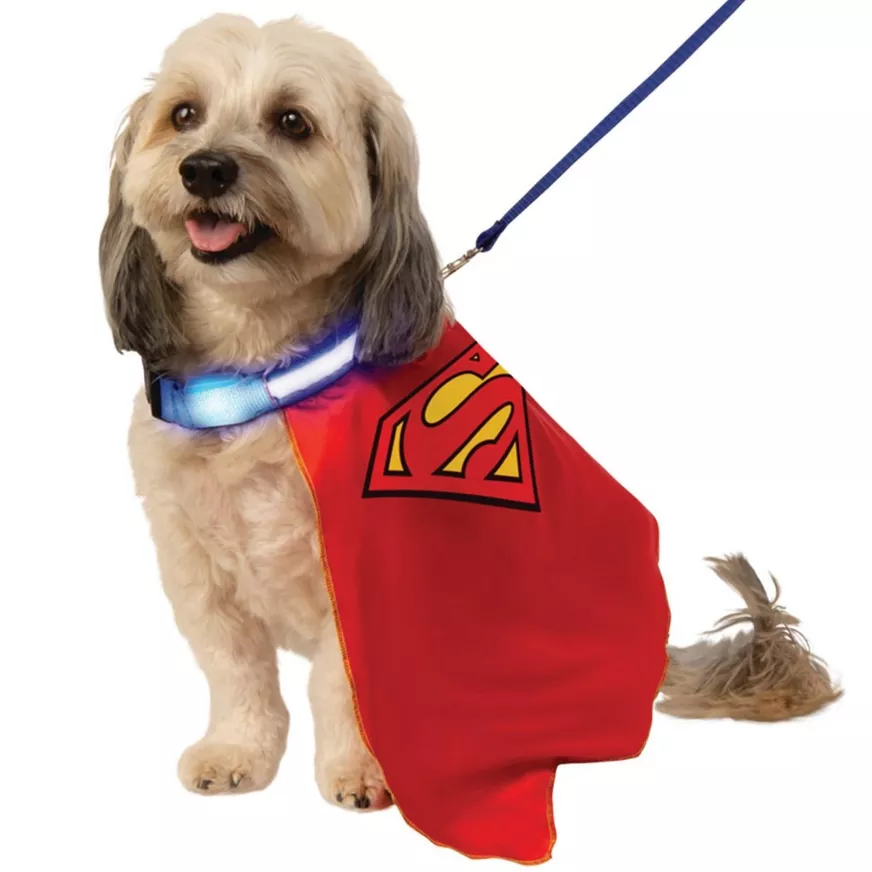 Superman Pet Cape with Light-Up Collar & Leash