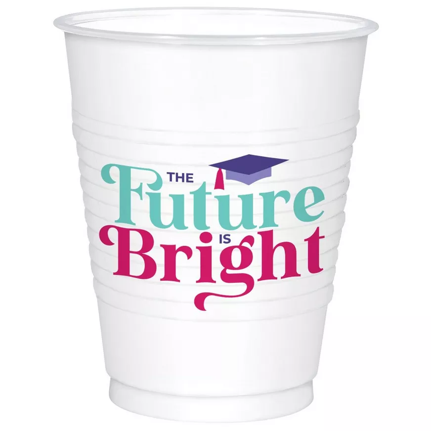 The Future Is Bright Printed 18 oz Plastic Tumbler, 25 ct