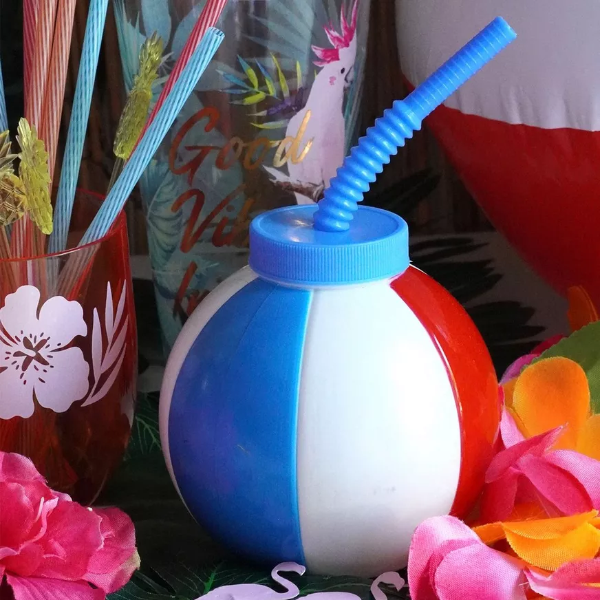 Beach Ball Cup with Straw 3 Beach Ball Cup with Straw
