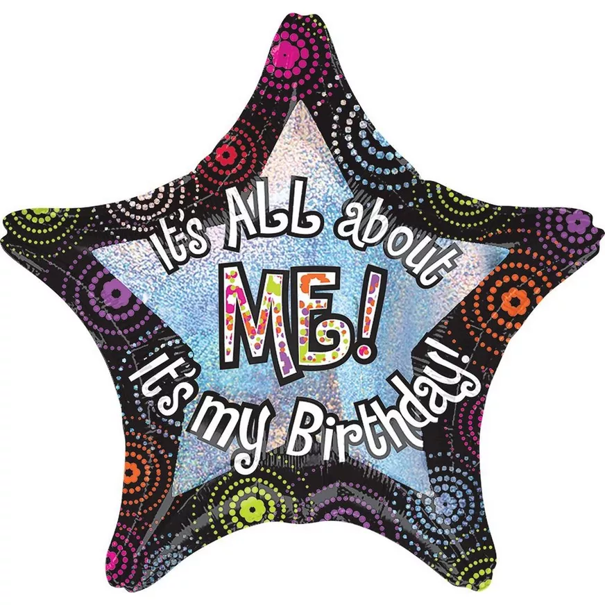 Giant Prismatic All About Me Birthday Star Balloon 28in