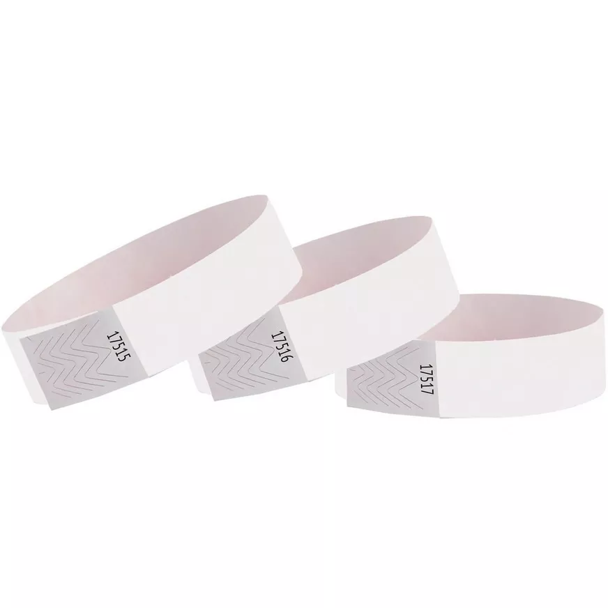 White Event Wristbands, 500ct â Tear-Resistant Paper Admission Bands