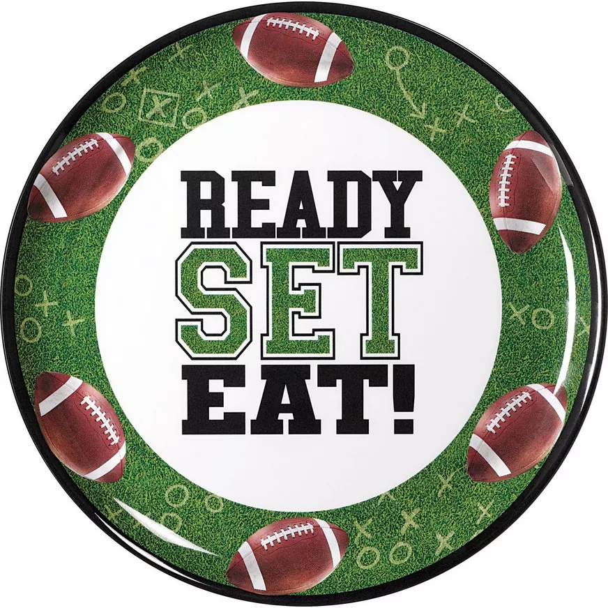 Go Fight Win Football Melamine Round Platter