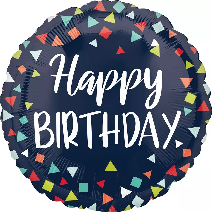 Navy Confetti Happy Birthday Balloon